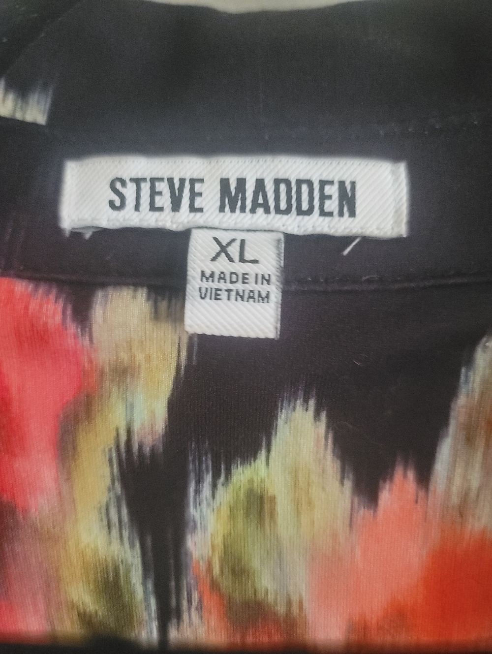 Steve Madden Black Floral Collared V-Neck Long Sleeve Top - Picture 3 of 4